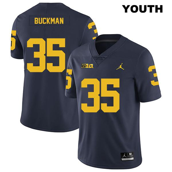 Youth NCAA Michigan Wolverines Luke Buckman #35 Navy Jordan Brand Authentic Stitched Legend Football College Jersey OW25C18DU